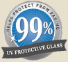 99% Protective Glass. Helps Protect From Fading.